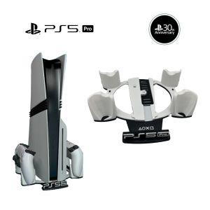 Base Vertical Consola Ps5 Pro Con Soporte Para 2 Controles
